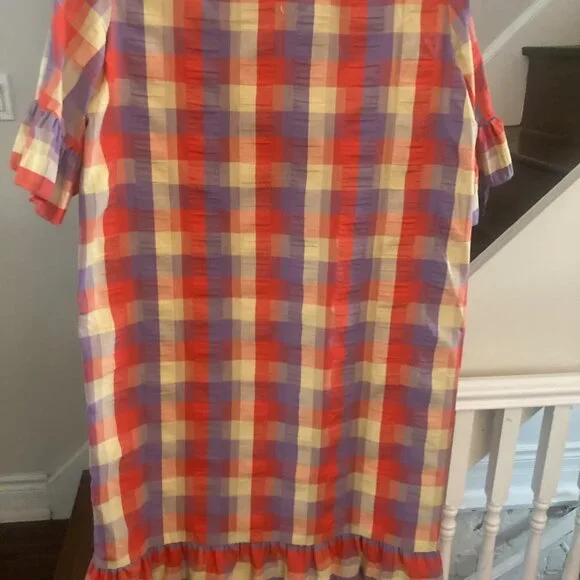 Plaid Dress with Ruffle Hem - Picture 4 of 11